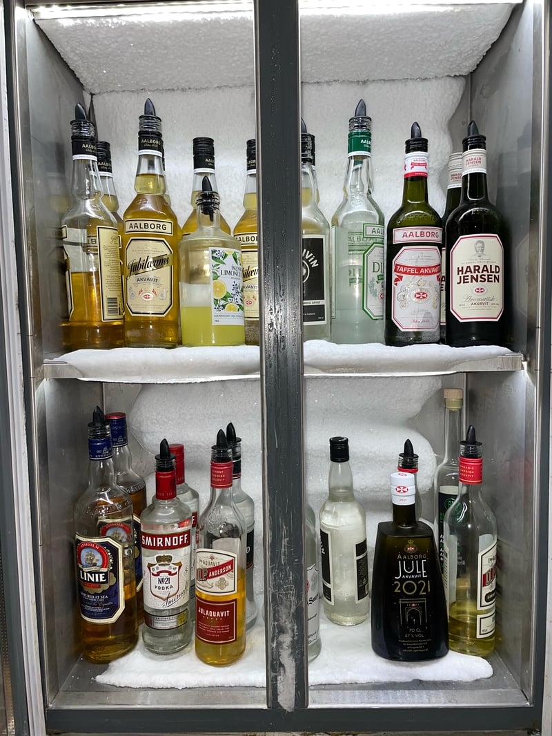 The ákavíti schnapps fridge at Jómfrúin